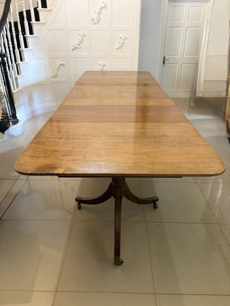 Antique Regency Mahogany 12 Seater Three Pillar Extending Dining Table